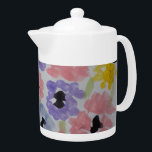 Summer Wildflowers Tea Pot<br><div class="desc">Enjoy the soft pastel colors of summer wildflowers when you choose this pretty floral watercolor art. Painted with pink,  violet,  blue and yellow petals these flowers bring a splash of summer sunshine to your home and life.</div>