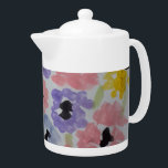Summer Wildflowers Tea Pot<br><div class="desc">Enjoy the soft pastel colors of summer wildflowers when you choose this pretty floral watercolor art. Painted with pink,  violet,  blue and yellow petals these flowers bring a splash of summer sunshine to your home and life.</div>