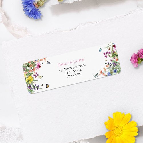 Summer Wildflowers Watercolor Wedding  Label