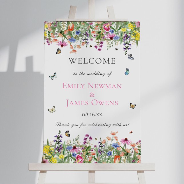 Summer Wildflowers Watercolor Wedding Welcome Sign (Creator Uploaded)