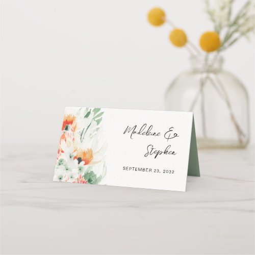 Summer wildflowers wedding floral place card
