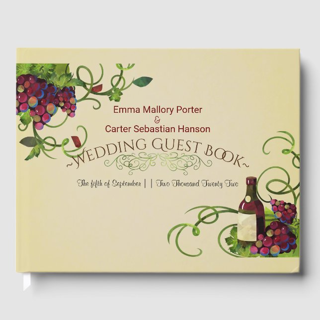 Summer Wine Vineyard Romantic Guest Book (Front)