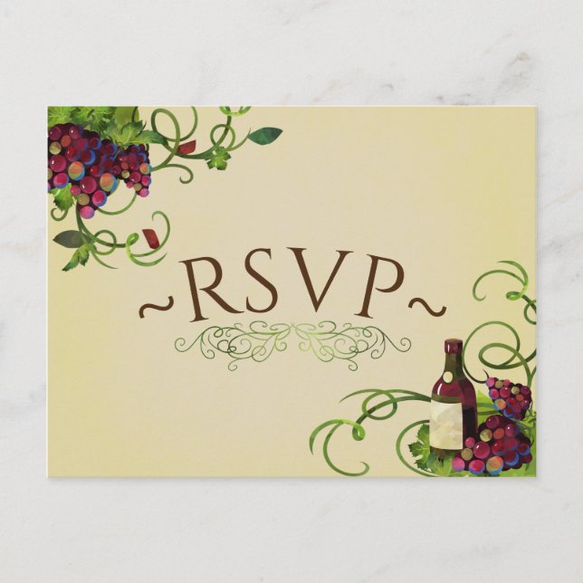 Summer Wine Vineyard Romantic RSVP Card (Front)