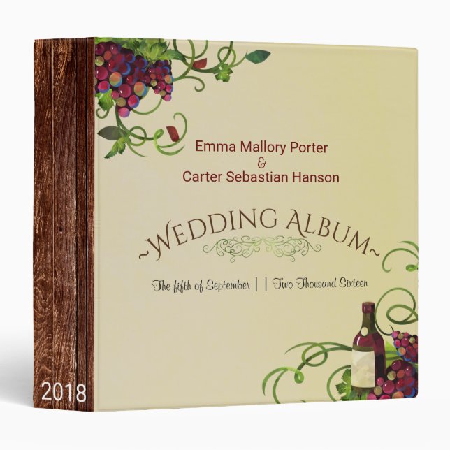 Summer Wine Vineyard Romantic Wedding Binder (Front/Spine)