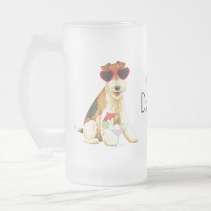 Summer Wire Fox Terrier Frosted Glass Beer Mug