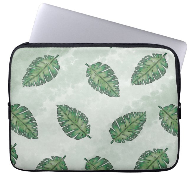Summer With Green Leaf Laptop Sleeve (Front)