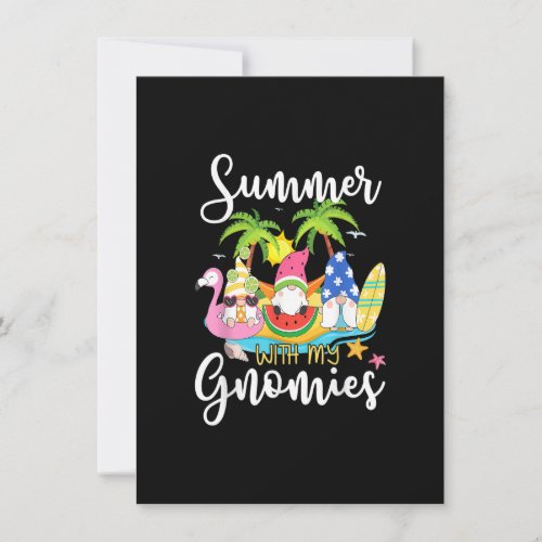 Summer With My Gnomies Cute Garden Gnomes Family V Invitation