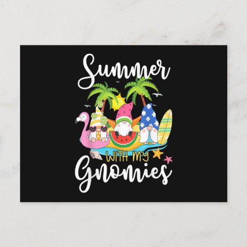 Summer With My Gnomies Cute Garden Gnomes Family V Postcard