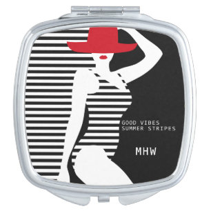 Summer Woman custom monogram pocket mirror For Makeup