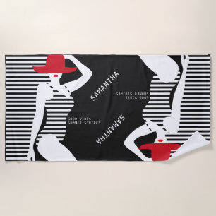 Summer Woman custom name beach towel