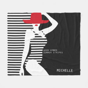 Summer Woman custom name fleece blanket