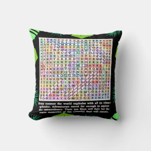 Summer Word Search Puzzle Throw Pillow