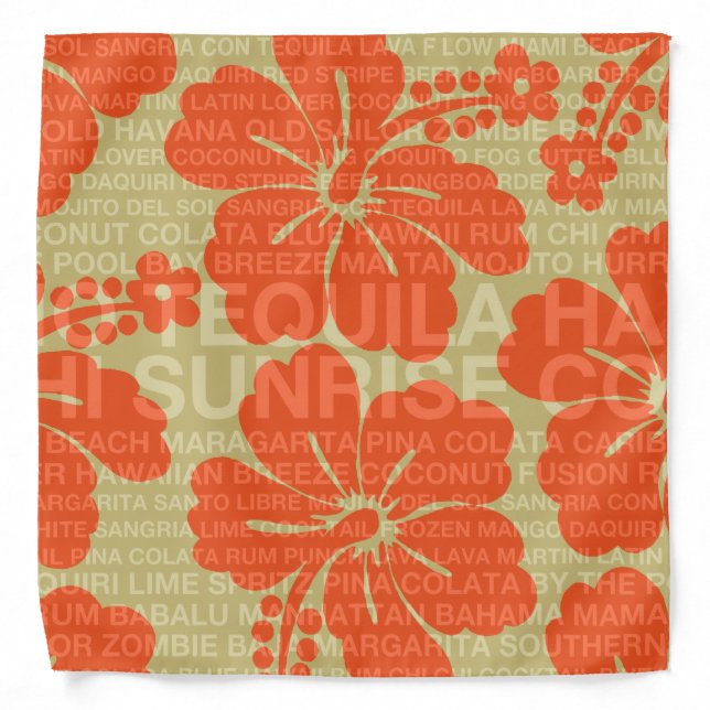 Summer Words Cocktails and Hibiscus Bandana (Front)
