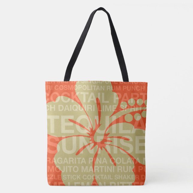 Summer Words Cocktails and Hibiscus Beach Bag (Front)