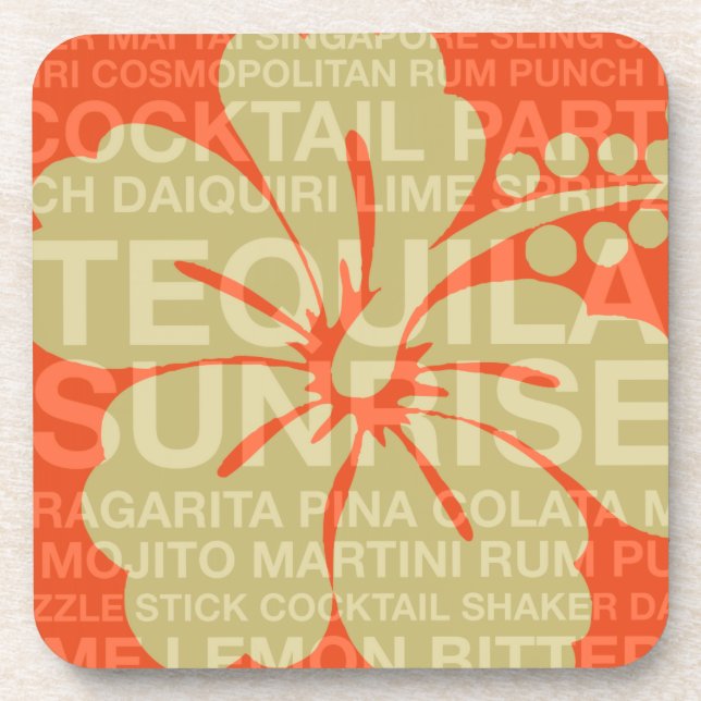 Summer Words Cocktails and Hibiscus Coasters (Front)