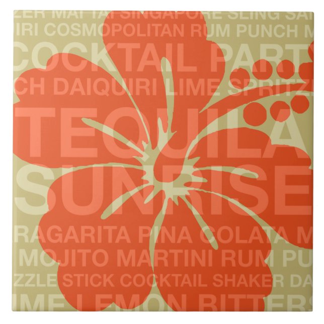 Summer Words Cocktails and Hibiscus Tiles (Front)