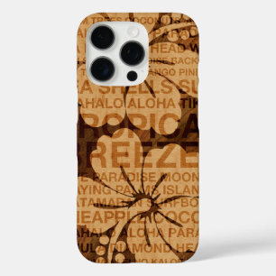 Summer Words Hawaiian Hibiscus Faux Wood iPhone 16 Pro Case