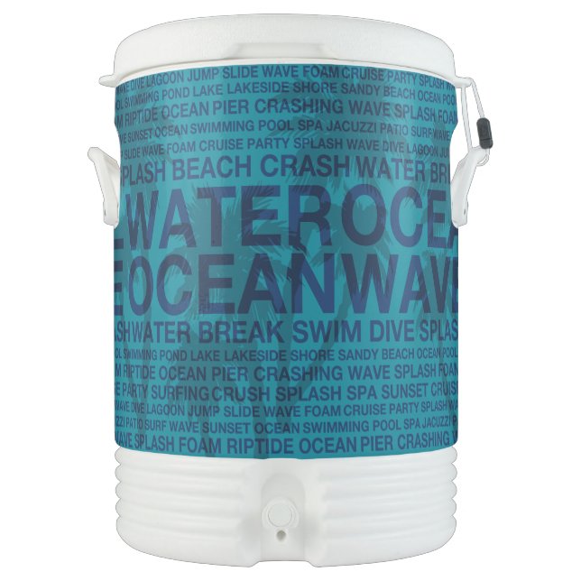 Summer Words Poolside and Palm Tree Cooler (Front)