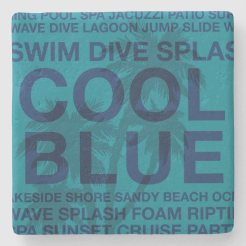 Summer Words Poolside  Palm Tree Tiki Bar Coaster