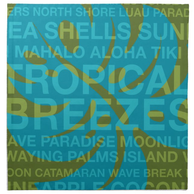 Summer Words Tropical and Monstera Leaf Napkins (Front)