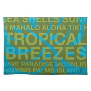 Summer Words Tropical and Monstera Leaf Placemats