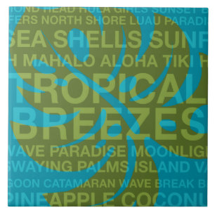 Summer Words Tropical and Monstera Leaf Tiles