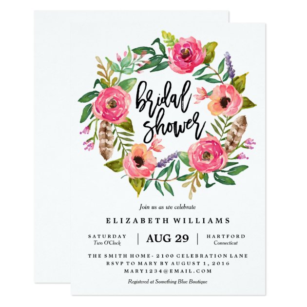 Summer Wreath Bridal Shower Invitation