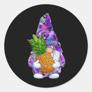 Summer Xmas Hawaiian Pineapple Gnome Christmas In Classic Round Sticker