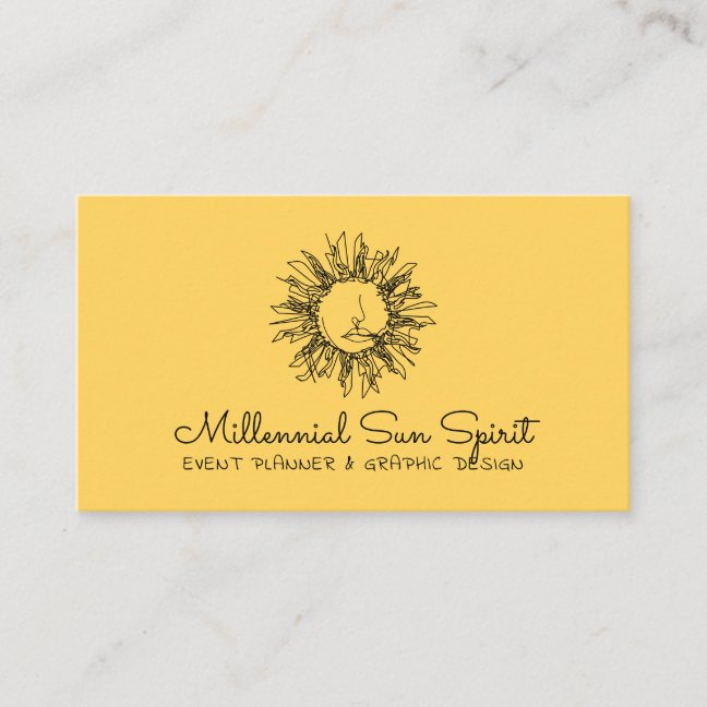 Summer Yellow Abstract Spiritual Celestial Sun Business Card