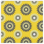 Summer yellow and black geometric flower pattern fabric
