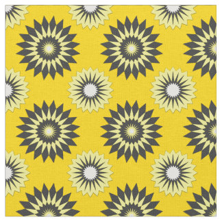 Summer yellow and black geometric flower pattern fabric