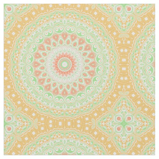 Summer Yellow and Green Mandala Pattern Design Fabric