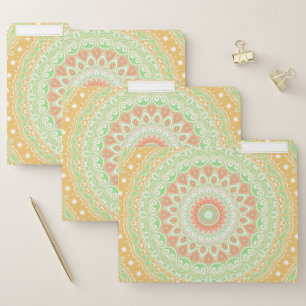 Summer Yellow and Green Mandala Pattern Design File Folder