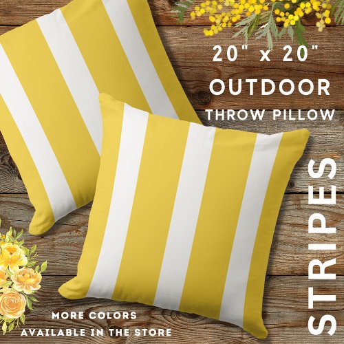 Summer Yellow And White Awning Stripes  Outdoor Pillow
