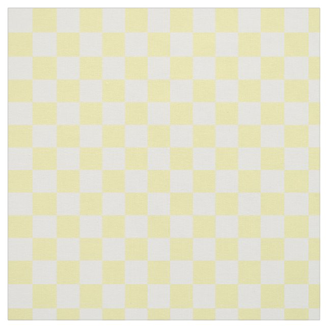 Summer Yellow and White Checkerboard Pattern Fabric (Swatch)