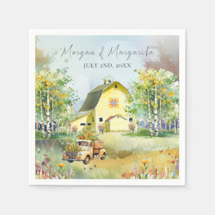 Summer Yellow Barn Cocktail Napkin