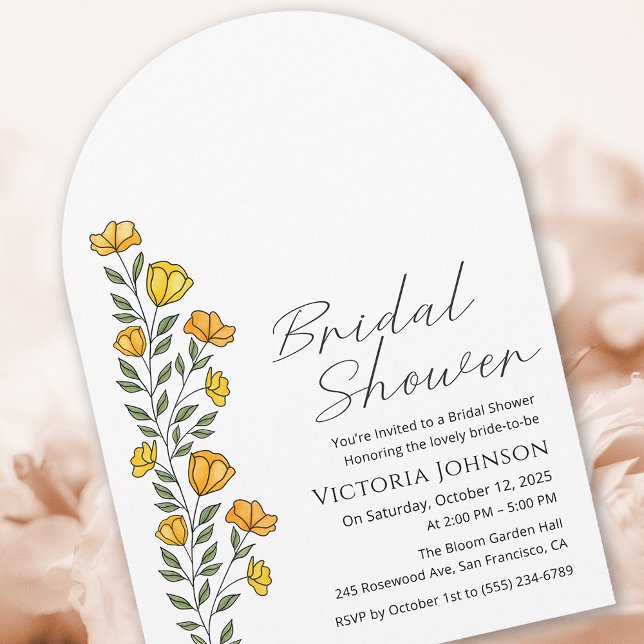 Summer Yellow Buttercups Flower Bridal Shower Invitation (Summer Yellow Buttercups  Flowers Bridal Shower Invitation)