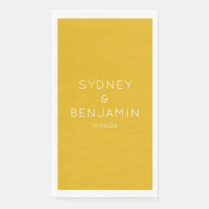 Summer Yellow Custom Names Elegant Wedding Yellow Paper Guest Towels