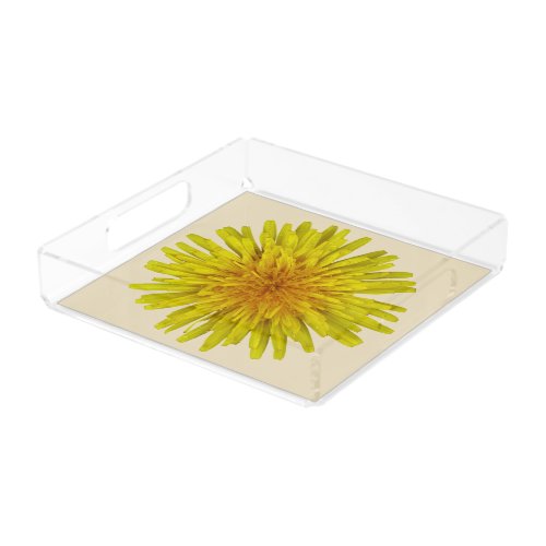 Summer Yellow Dandelion Flower on any Color Acrylic Tray