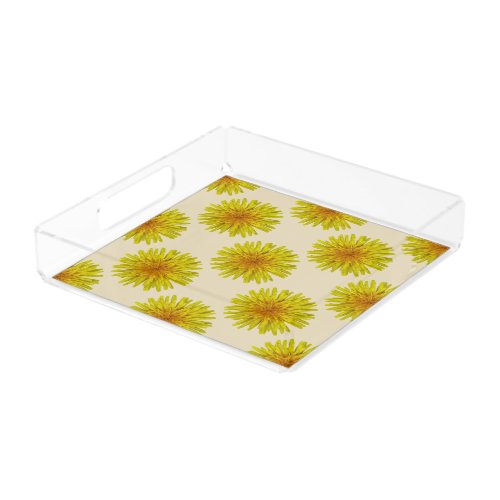 Summer Yellow Dandelion Flower on any Color Acrylic Tray