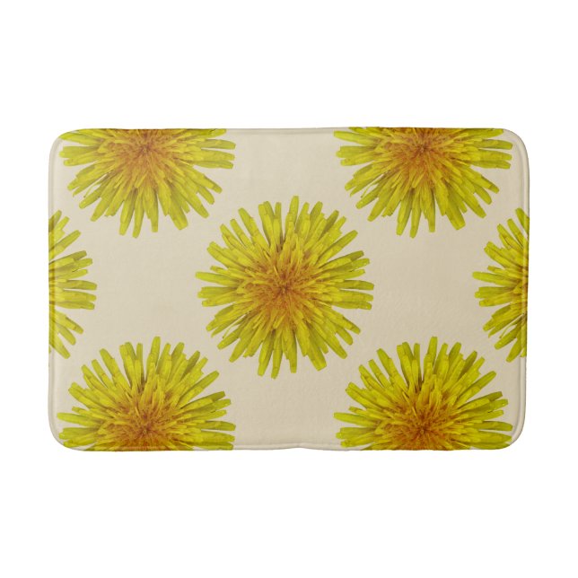 Summer Yellow Dandelion Flower on any Color Bathroom Mat (Front)