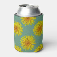 Summer Yellow Dandelion Flower on any Color Can Cooler