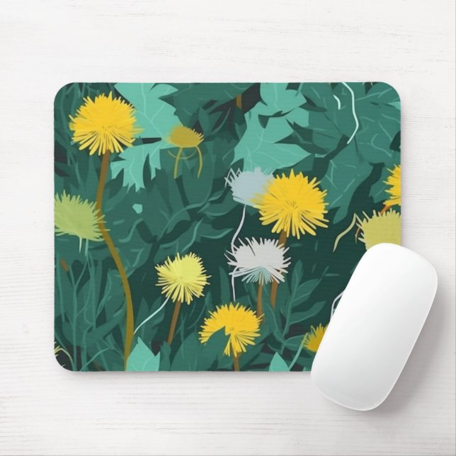 Summer Yellow Dandelions Mouse Pad (With Mouse)