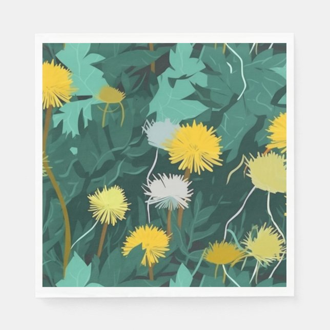 Summer Yellow Dandelions Napkins (Front)