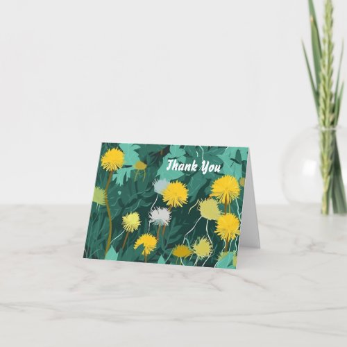 Summer Yellow Dandelions Thank You Card
