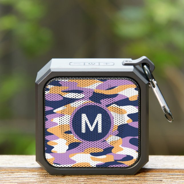 Summer Yellow Dark Blue Purple White Camo Pattern Bluetooth Speaker (Insitu(Outdoor))