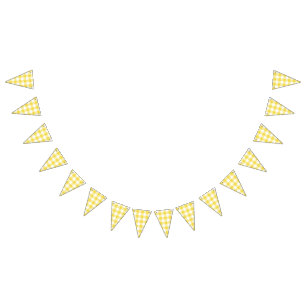 Summer Yellow Gingham Country Wedding Bunting Flags