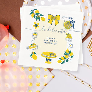 Summer Yellow La Dolce Vita Lemon Birthday Party Napkins