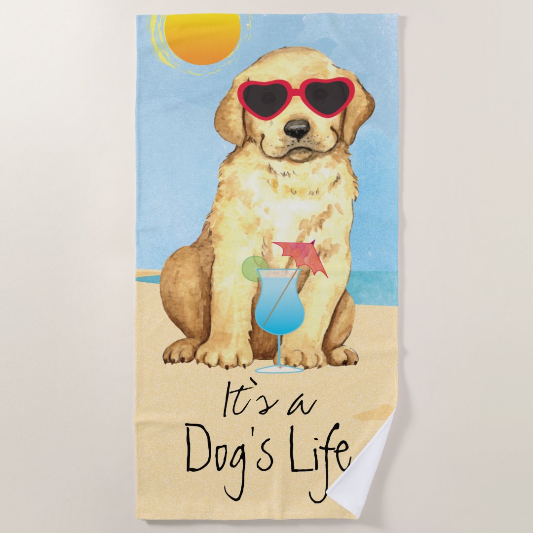 Summer Yellow Lab Beach Towel Zazzle