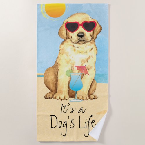 Summer Yellow Lab Beach Towel